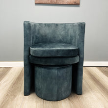 Load image into Gallery viewer, Barrel Chair and Ottoman Set-Blue Velvet