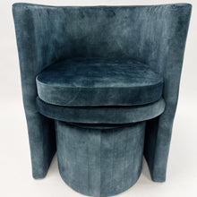 Load image into Gallery viewer, Barrel Chair and Ottoman Set-Blue Velvet