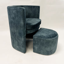 Load image into Gallery viewer, Barrel Chair and Ottoman Set-Blue Velvet