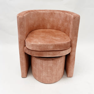 Barrel Chair & Ottoman Set-Blush Velvet