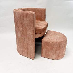 Barrel Chair & Ottoman Set-Blush Velvet