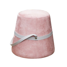 Load image into Gallery viewer, 18.5&quot;D Ottoman with Faux Leather Handle-Blush Velvet