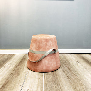 18.5"D Ottoman with Faux Leather Handle-Blush Velvet