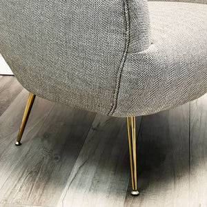 Oversized Barrel Accent Chair-Taupe Chevron Pattern