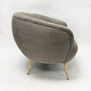 Oversized Barrel Accent Chair-Taupe Chevron Pattern