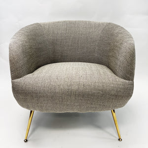 Oversized Barrel Accent Chair-Taupe Chevron Pattern
