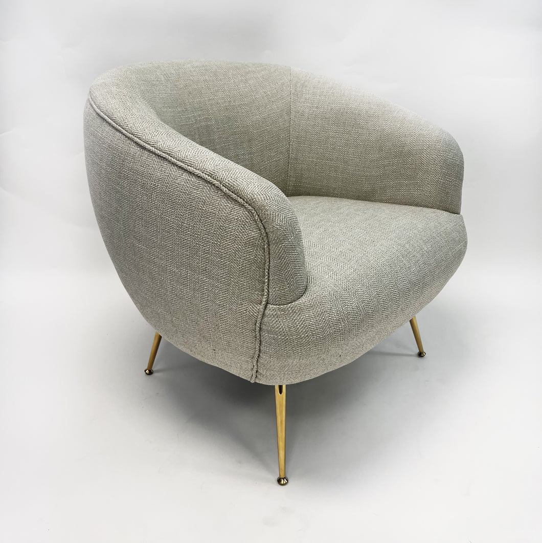 Oversized Barrel Accent Chair-Light Oat Chevron Pattern