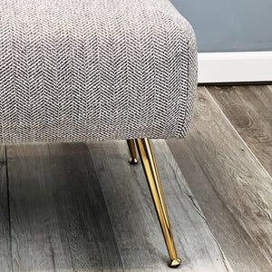 60"L Upholstered Bench-Taupe Chevron Pattern