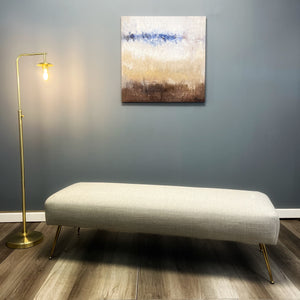 60"L Upholstered Bench-Light Oat Chevron Pattern