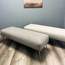 Load image into Gallery viewer, 60&quot;L Upholstered Bench-Light Oat Chevron Pattern