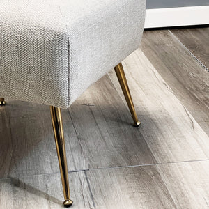 60"L Upholstered Bench-Light Oat Chevron Pattern