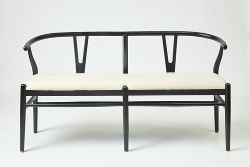 Pia Wishbone Dining Bench-Black