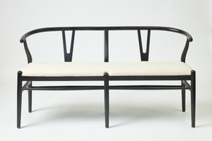 Pia Wishbone Dining Bench-Black