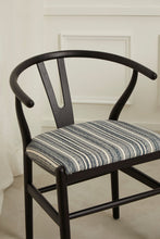 Load image into Gallery viewer, Set of 2 Pia Wishbone Dining Chairs-Black with Stripe Cushion