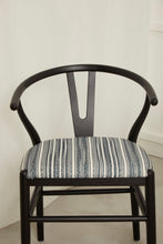 Load image into Gallery viewer, Set of 2 Pia Wishbone Dining Chairs-Black with Stripe Cushion