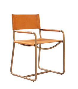 32"H STOWER LEATHER DIRECTORS CHAIR- CHESTNUT BROWN