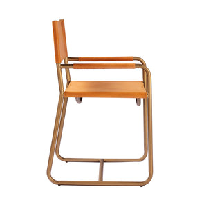 32"H STOWER LEATHER DIRECTORS CHAIR- CHESTNUT BROWN