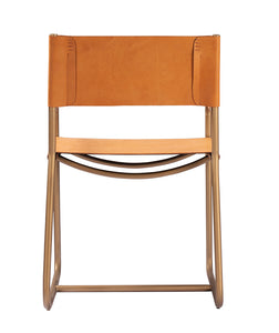 32"H STOWER LEATHER DIRECTORS CHAIR- CHESTNUT BROWN