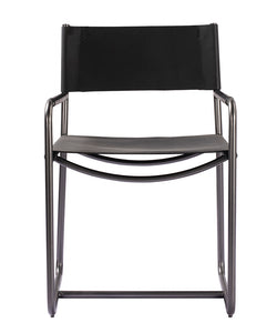 32"H STOWE LEATHER DIRECTORS CHAIR- EBONY BLACK