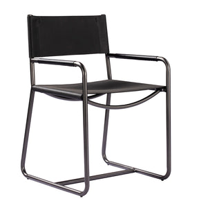 32"H STOWE LEATHER DIRECTORS CHAIR- EBONY BLACK
