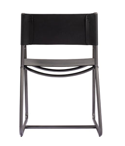 32"H STOWE LEATHER DIRECTORS CHAIR- EBONY BLACK